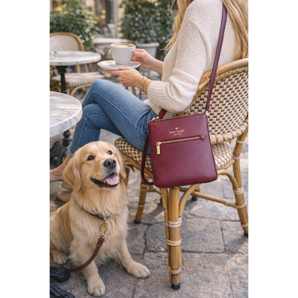 New Kate Spade Sadie Crossbody Burgundy Saffiano Leather
